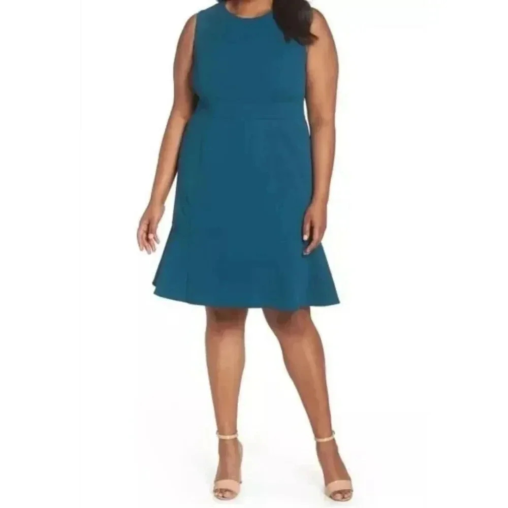 Eliza J Teal Sleeveless Fit-and-Flare Dress